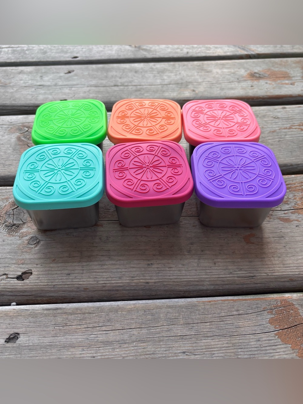 Silver Containers with Silicone Lids - 6 Count